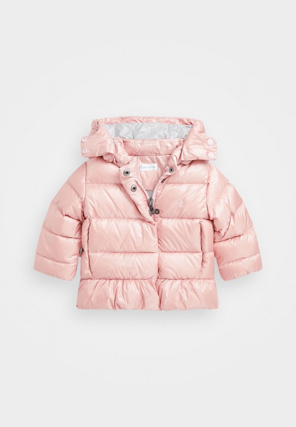 METALLIC DOWN HOODED PEPLUM JACKET - Down jacket - rose