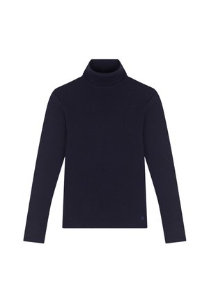 Navy coltrui gemaakt van zachte stof met lange mouwen, voorzien van een slim fit ontwerp en een subtiele logo-detail aan de onderrand.