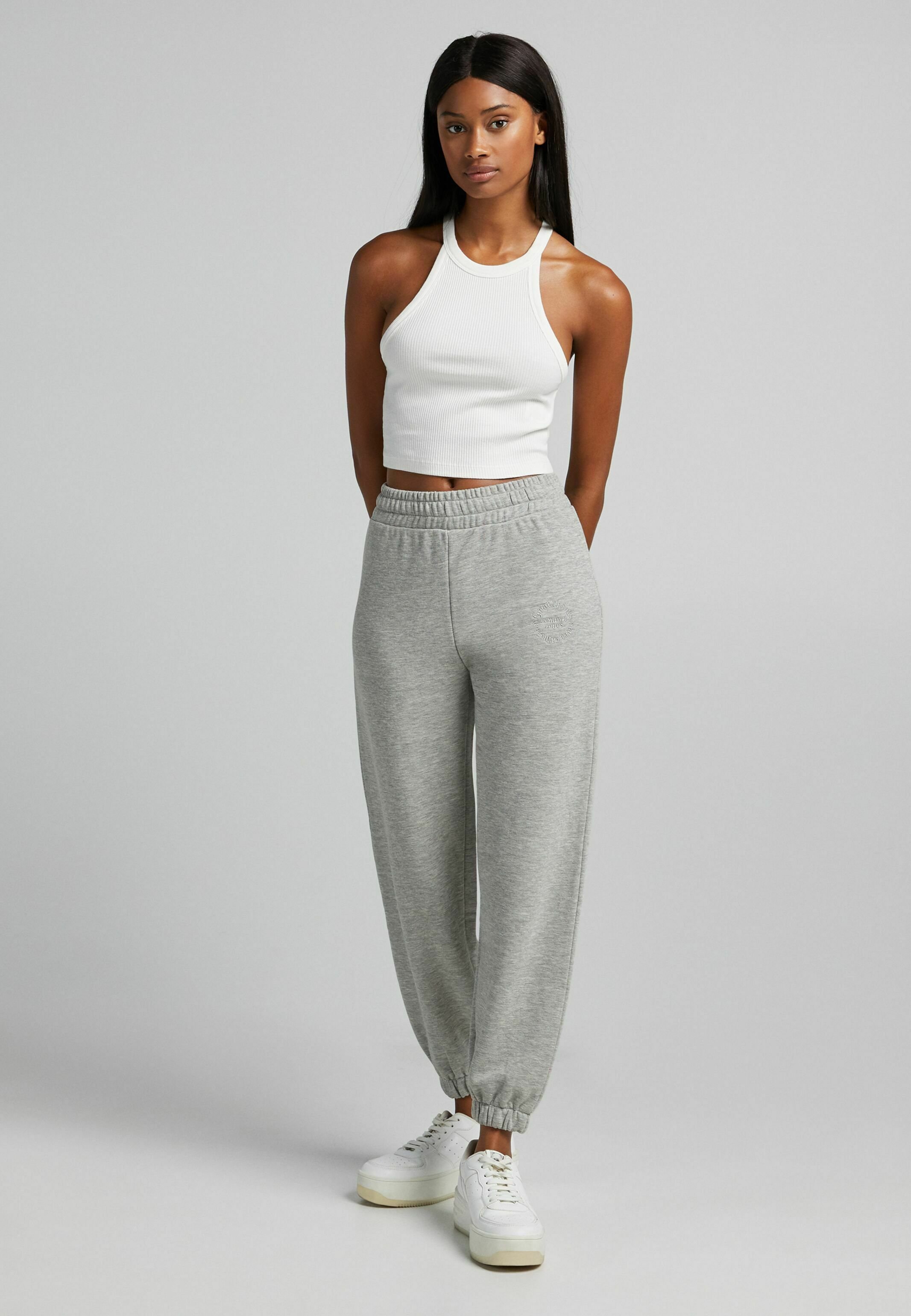 Bershka PLÜSCH - Pantaloni sportivi - grey/grigio - Zalando.it