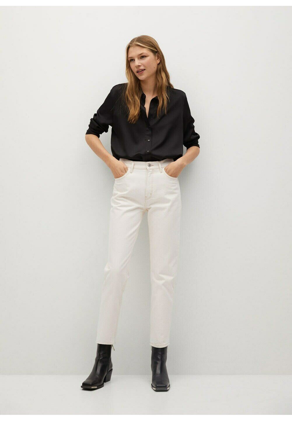 Mango Jeans Tapered Fit - ecru/off 