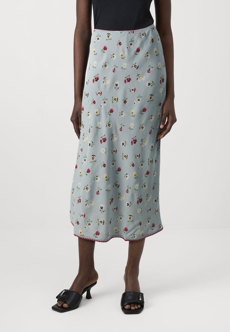 GAP GAP X DÔEN FLORAL MIDI SKIRT - Maxi sukně - dublin blue