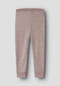 Lys pink leggings med en struktureret finish, der har en bølget talje og tætsiddende manchetter ved anklerne. Blødt, strækbart materiale.