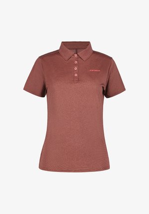 Kortærmet, mørkerød poloshirt med fire knapper og lille logo på venstre bryst, skræddersyet pasform, med krave.
