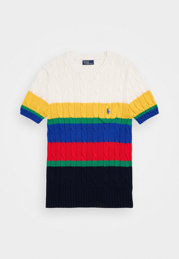 STRIPED CABLE SHORT SLEEVE SWEATER - Print T-shirt4