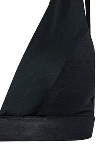 Sort bralette med trekantet form og sømløs design. Fremstillet af et blødt, strækbart stof og med en bred kant for støtte.