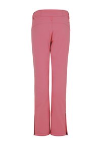 Roze, elastische broek met een slim fit, met ritsen aan de onderzoom en een zachte textuur. Ontworpen voor actieve doeleinden met een discreet achterzakje.