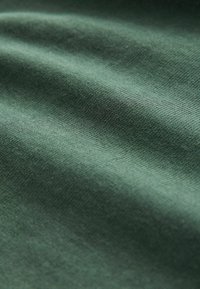 Sagatavota zaļa auduma tekstūra, kas parāda gludu, austa izskatu ar nelielu spīdumu un niansēm, kas viegli atšķiras visā virsmā.