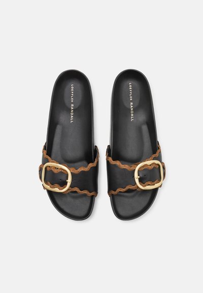 Loeffler Randall IRIS ONE STRAP WITH BUCKLE - Tagant lahtised kingad - black/cacao