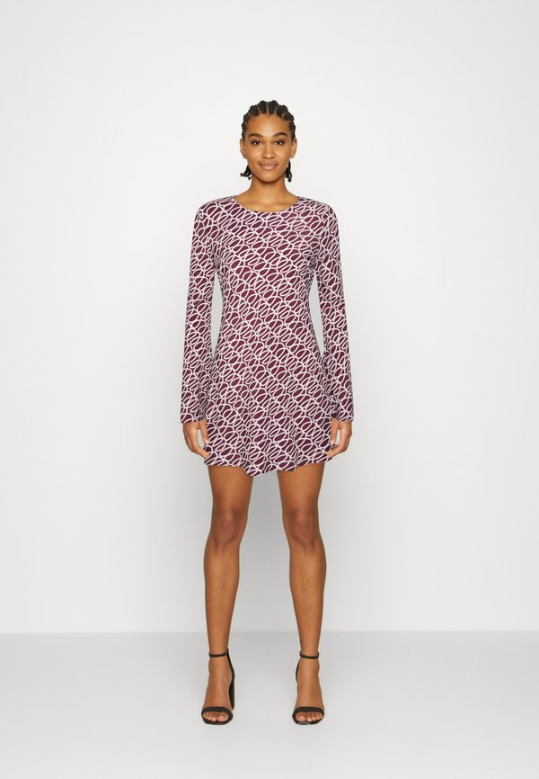 BIAS CUT MINI DRESS WITH LOW BACK SLASH NECK - Day dress - burgundy3