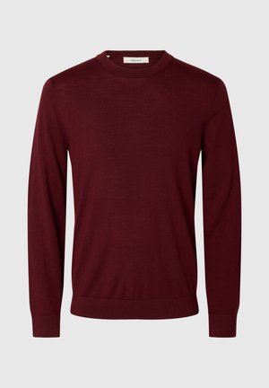 Selected, SLMTRAY LS KNIT MERINO CREW NECK NOOS - Svetrík - tawny port