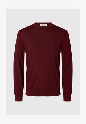 Selected, SLMTRAY LS KNIT MERINO CREW NECK NOOS - Svetrík - tawny port