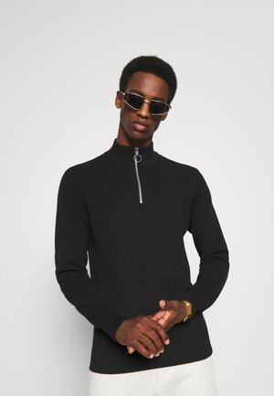 CFKARLO STRUCTURED ZIPPER - Strickpullover - anthracite black