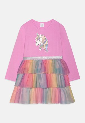 DRESS WITH PRINT APPLIQUE AND SKIRT - Day dress - light lilac