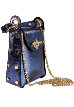 DrachenLeder TOSCANTO - Cross body bag - blau metallic