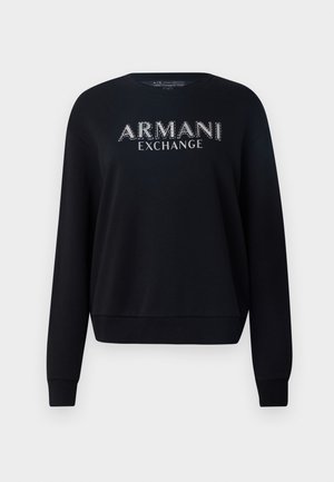 Felpa nera con scollatura rotonda, maniche lunghe e polsini a coste. Logo "ARMANI EXCHANGE" in argento sul davanti. Materiale in cotone morbido.
