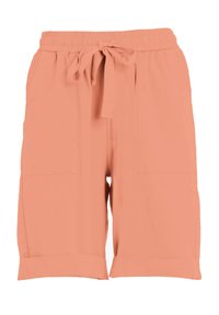 Persikofärgade shorts med elastisk midja, knytband, två sidofickor och vikta nederkanter. Tillverkade av ett lätt och smidigt tyg.