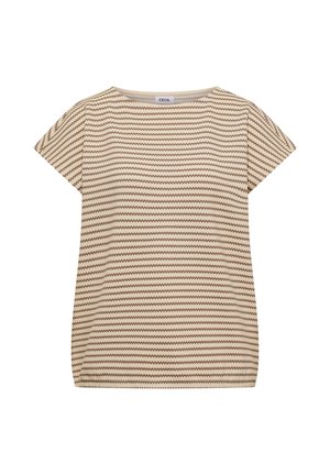Cecil T-SHIRT WITH BOAT NECK AND TEXTURE beżowy