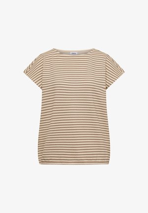 Cecil, T-SHIRT WITH BOAT NECK AND TEXTURE - T-shirt print - cashmere beige
