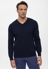 Felix Hardy BASIC V NECK ARM PATCH DETAIL - Trui - dark blue