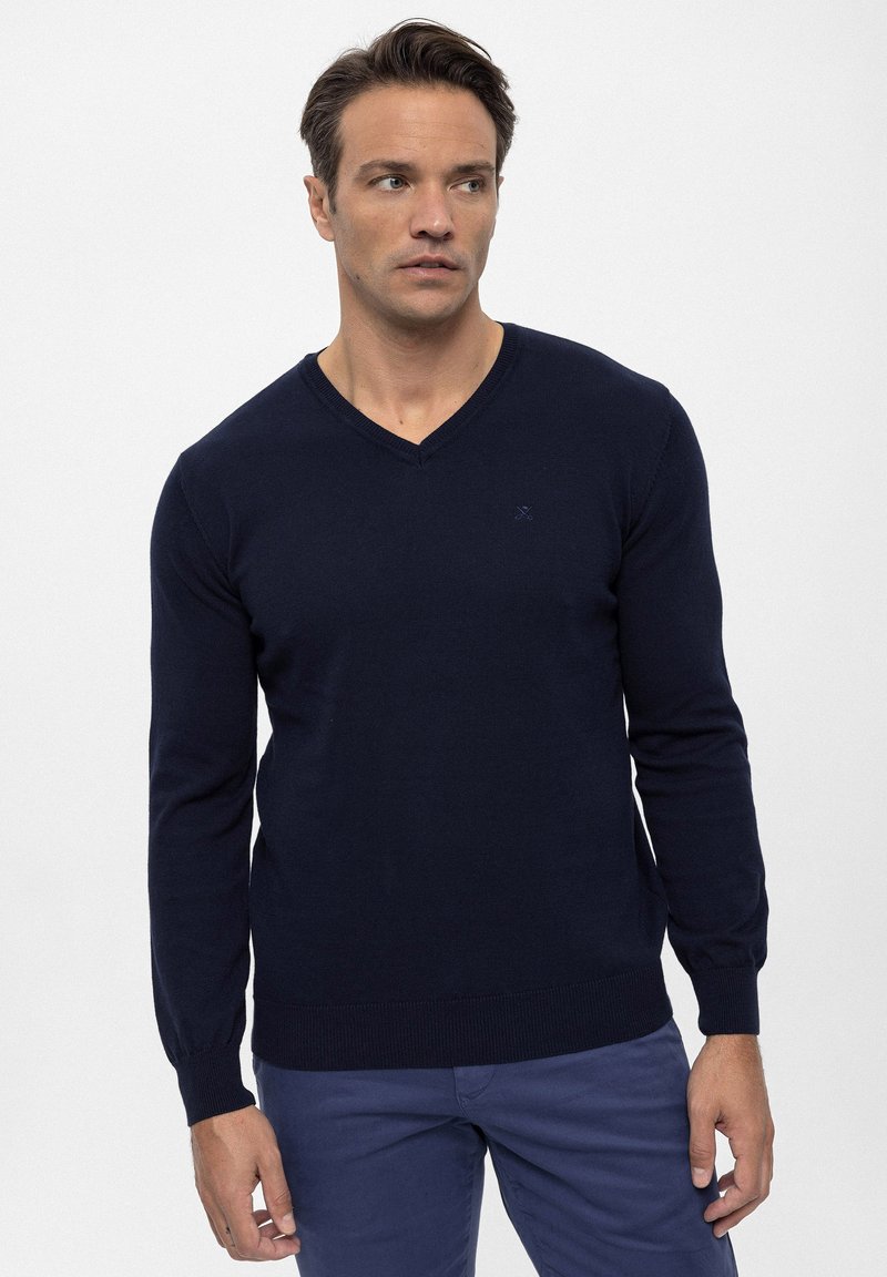 Felix Hardy BASIC V NECK ARM PATCH DETAIL - Trui - dark blue