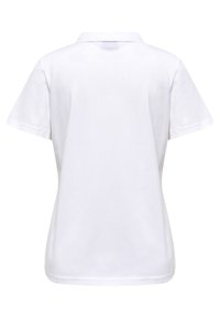 Polo blanc uni à manches courtes vu de dos avec un col classique et sans logos ni motifs visibles.