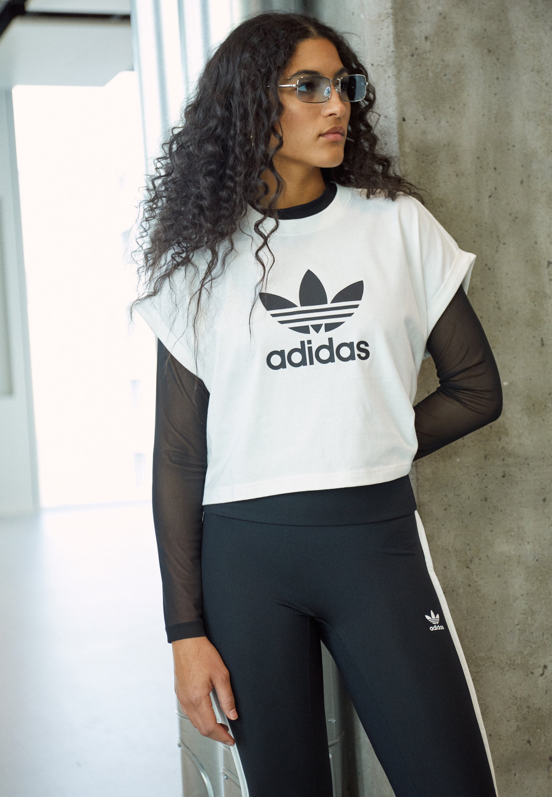 adidas originals trefoil tape crop hoodie