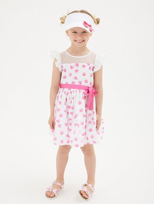 ABITO CON CARRE STAMPA LOVE - Cocktail dress / Party dress - bianco/ciliegia