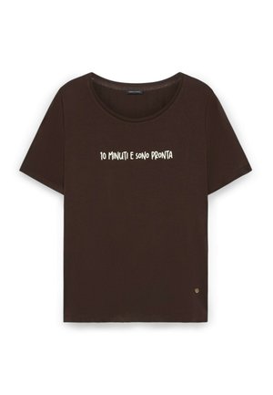 Fiorella Rubino, T-SHIRT CON SCRITTA FUNNY - T-shirts print - marrone