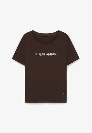 Fiorella Rubino, T-SHIRT CON SCRITTA FUNNY - T-shirts print - marrone