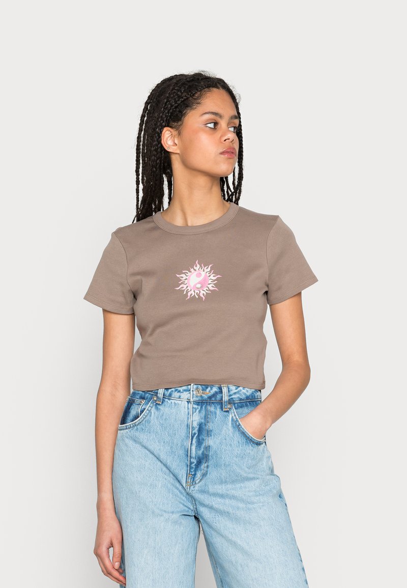 Cotton On GRAPHIC TEE TShirt print ying yang/rich taupe/taupe