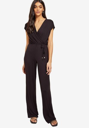 WIDE LEG STYLE V NECK - Overal - black