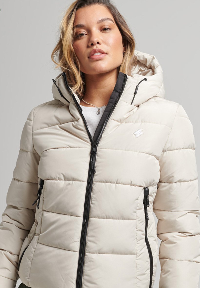 Superdry HOODED SPIRIT SPORTS PUFFER - Veste d'hiver - pelican/beige -  ZALANDO.FR