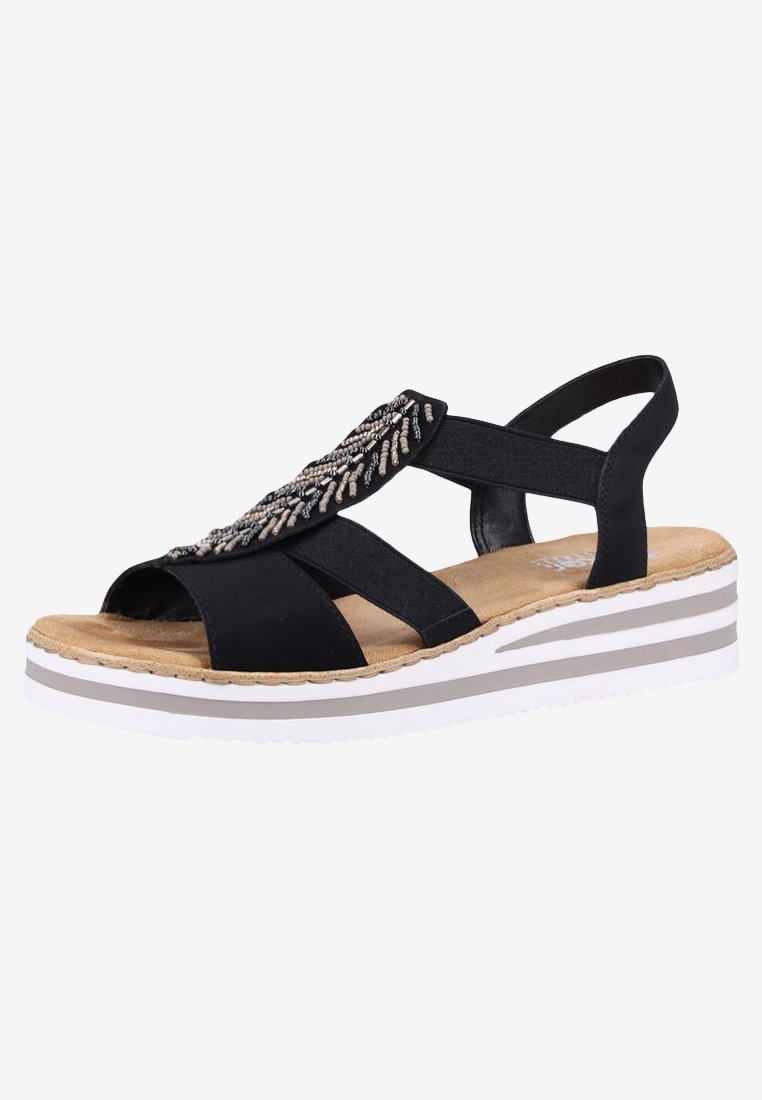 Rieker Sandalen met sleehak - black/Zwart - Zalando.nl