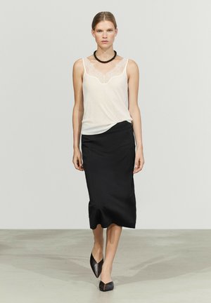 Massimo Dutti, STRAPPY LACE-TRIMMED CAMISOLE TOP - Top - white