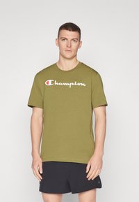 Champion ICONS CREWNECK WITH LARGE LOGO - Nyomott mintás póló - olive