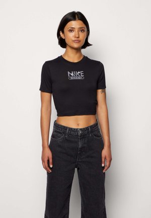 SLIM CROP - T-shirt imprimé - black