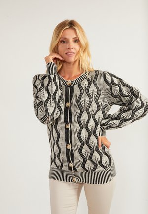 usha, CARDIGAN - Vest - wollweiss schwarz