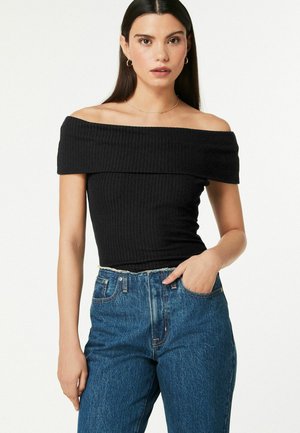 OFF THE SHOULDER PETITE - T-paita - black