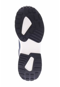 Schoenzool met een zwarte rubberen onderkant met textuurpatronen, uitstekende profiel en een witte tussenzool voor demping.