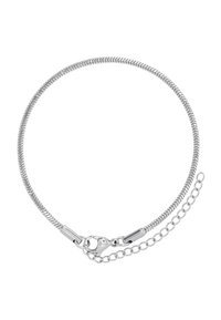Bracciale in argento con un design testurizzato e flessibile. Presenta un gancio a morsetto e un'estensione della catena regolabile per il dimensionamento.