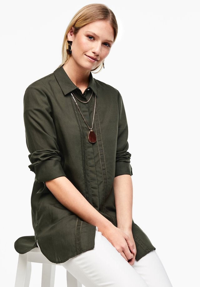Button-down blouse - dark khaki green