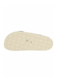 Sole boty v off-white gumě s texturovaným diamantovým vzorem. Označení zahrnuje "Vyrobeno ve Španělsku" a velikost "37". Hladký profil, zaoblená špička.