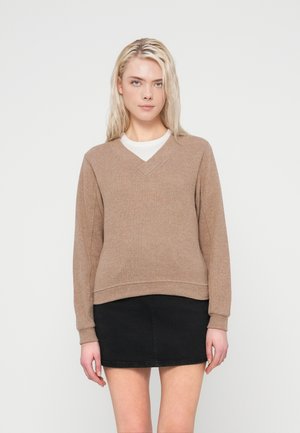ONLPAOLA V NECK - Strickpullover - cocoa créme