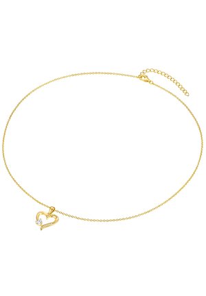 Kuldkeet, millel on südamekujuline ripats koos väikese teemandi aktsendiga ning ahel, millel on klamber ja pikenduskett reguleeritava pikkuse jaoks.