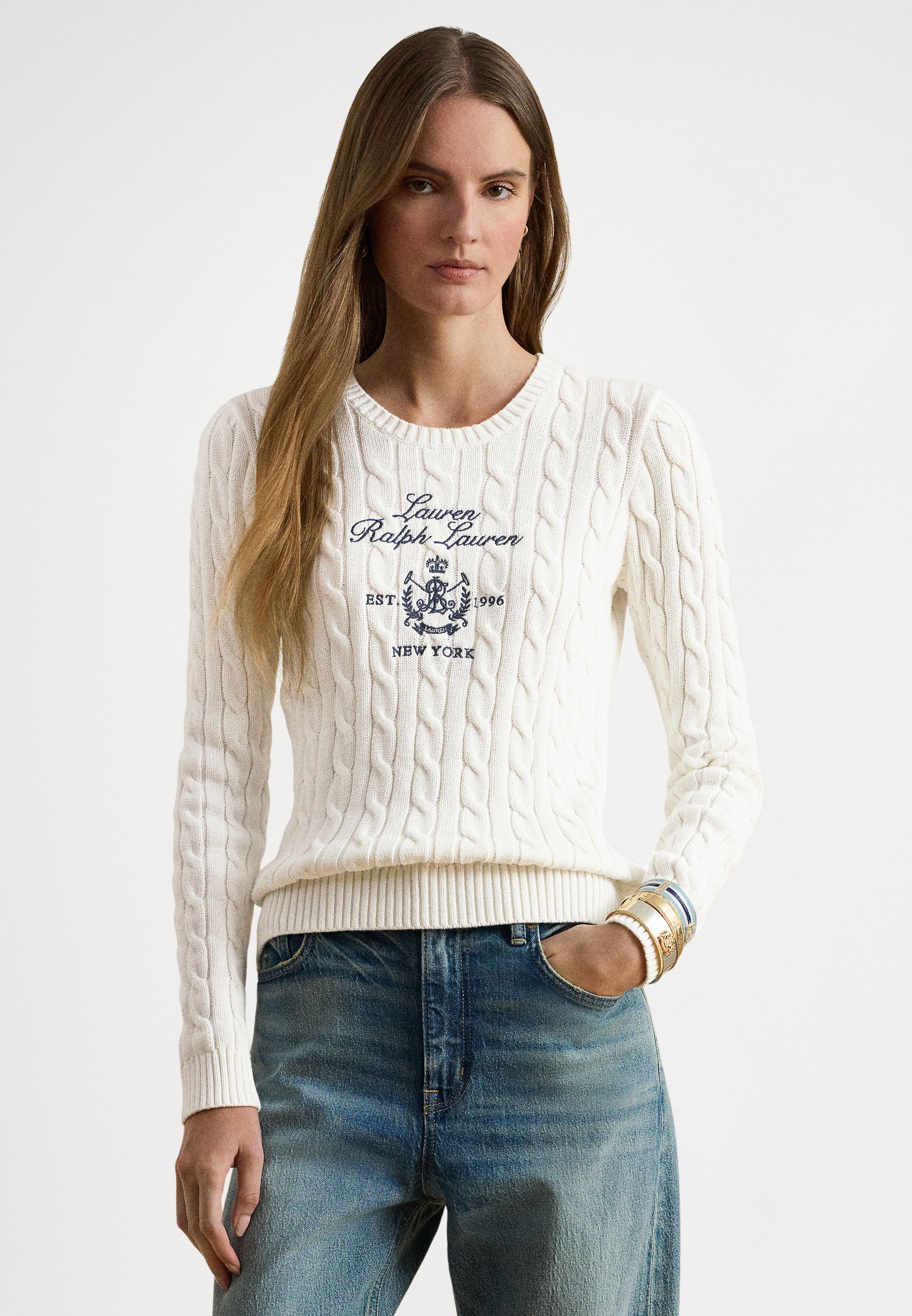 Lauren Ralph Lauren RIB KNIT PUFF SLEEVE SWEATER - Jumper