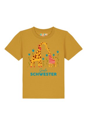 GIRAFFE GROSSE SCHWESTER - Print T-shirt - ochre