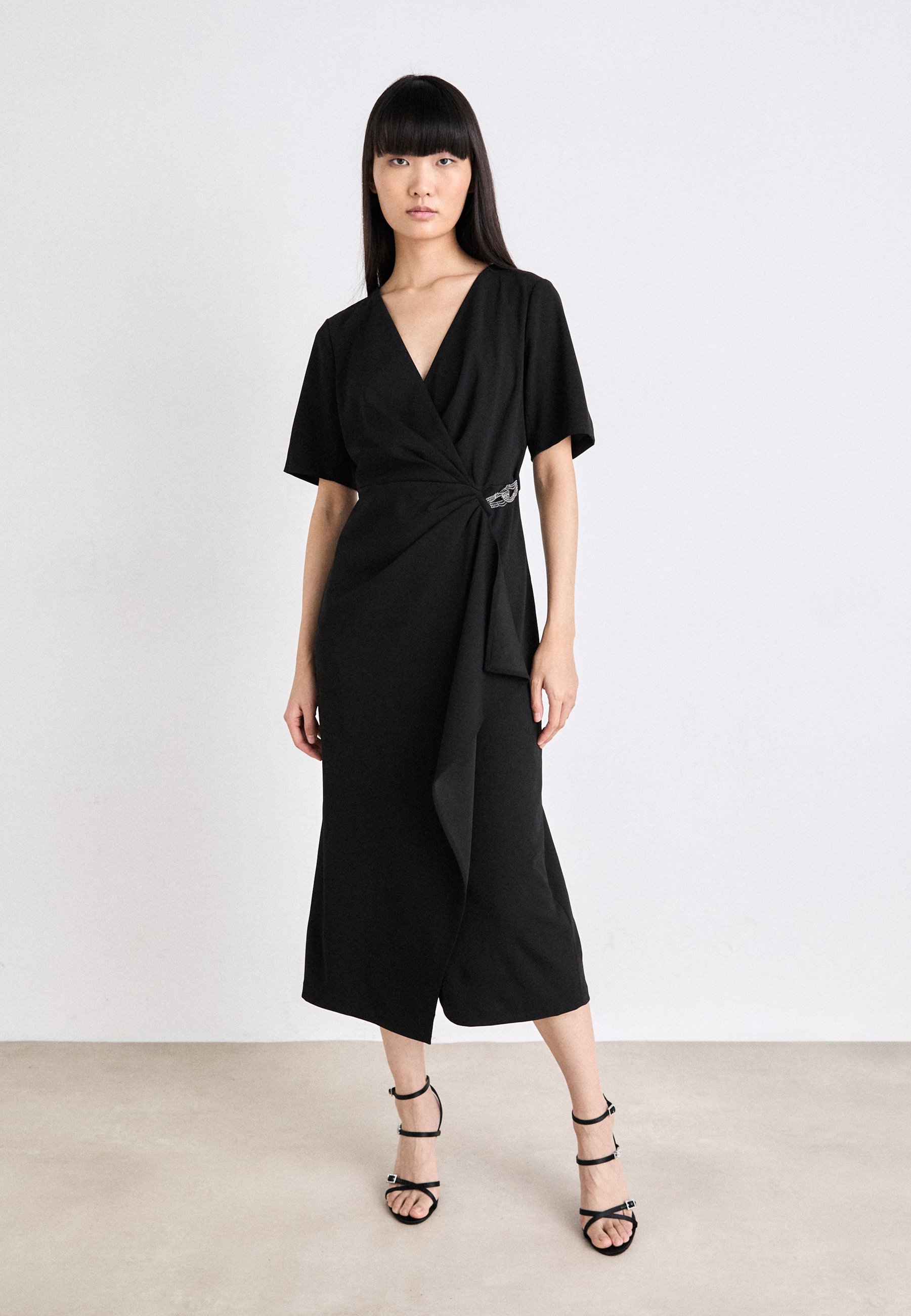 DKNY SURPLICE RUFFLE - Jersey dress - black - Zalando.ie