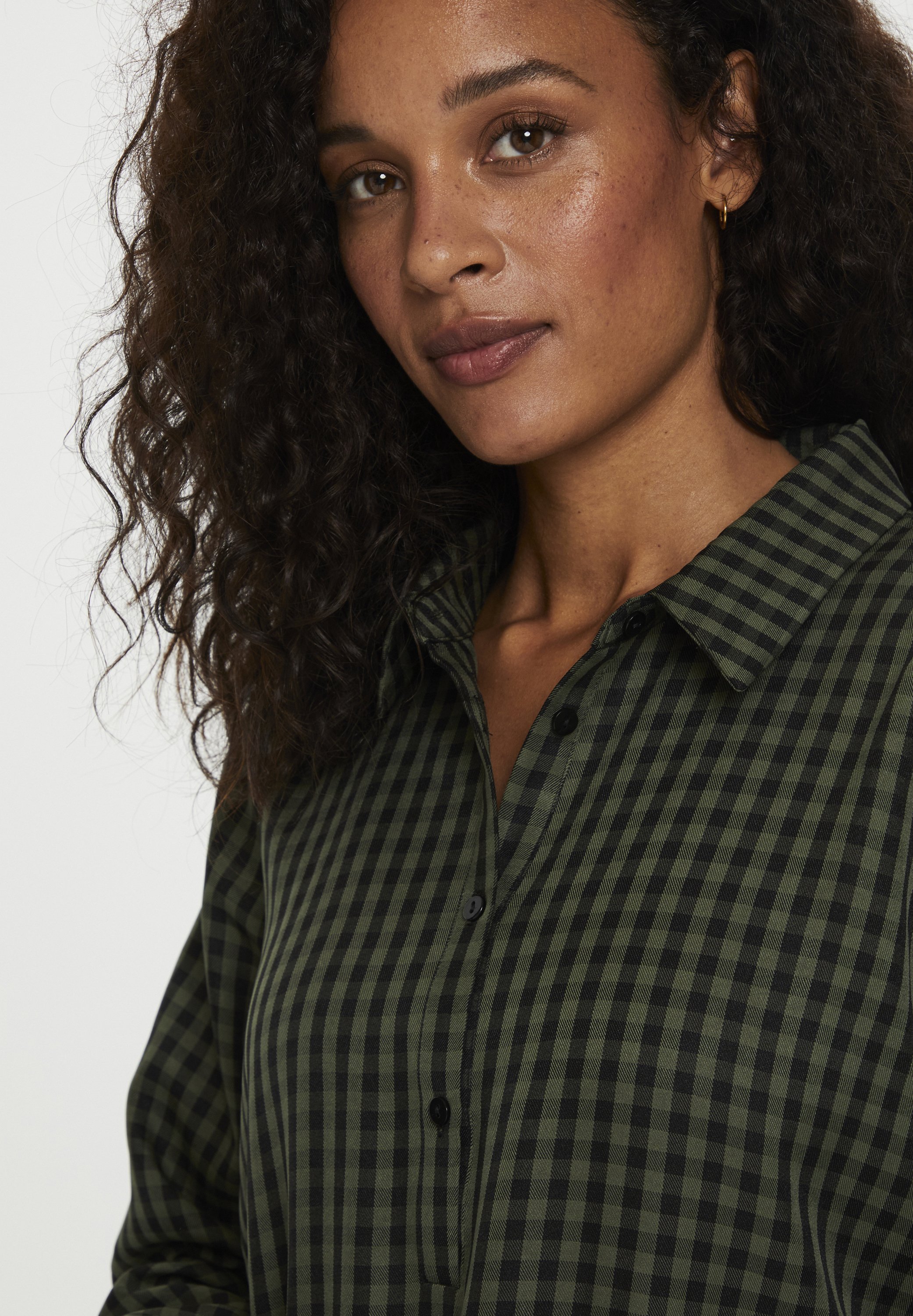 dark green check dress