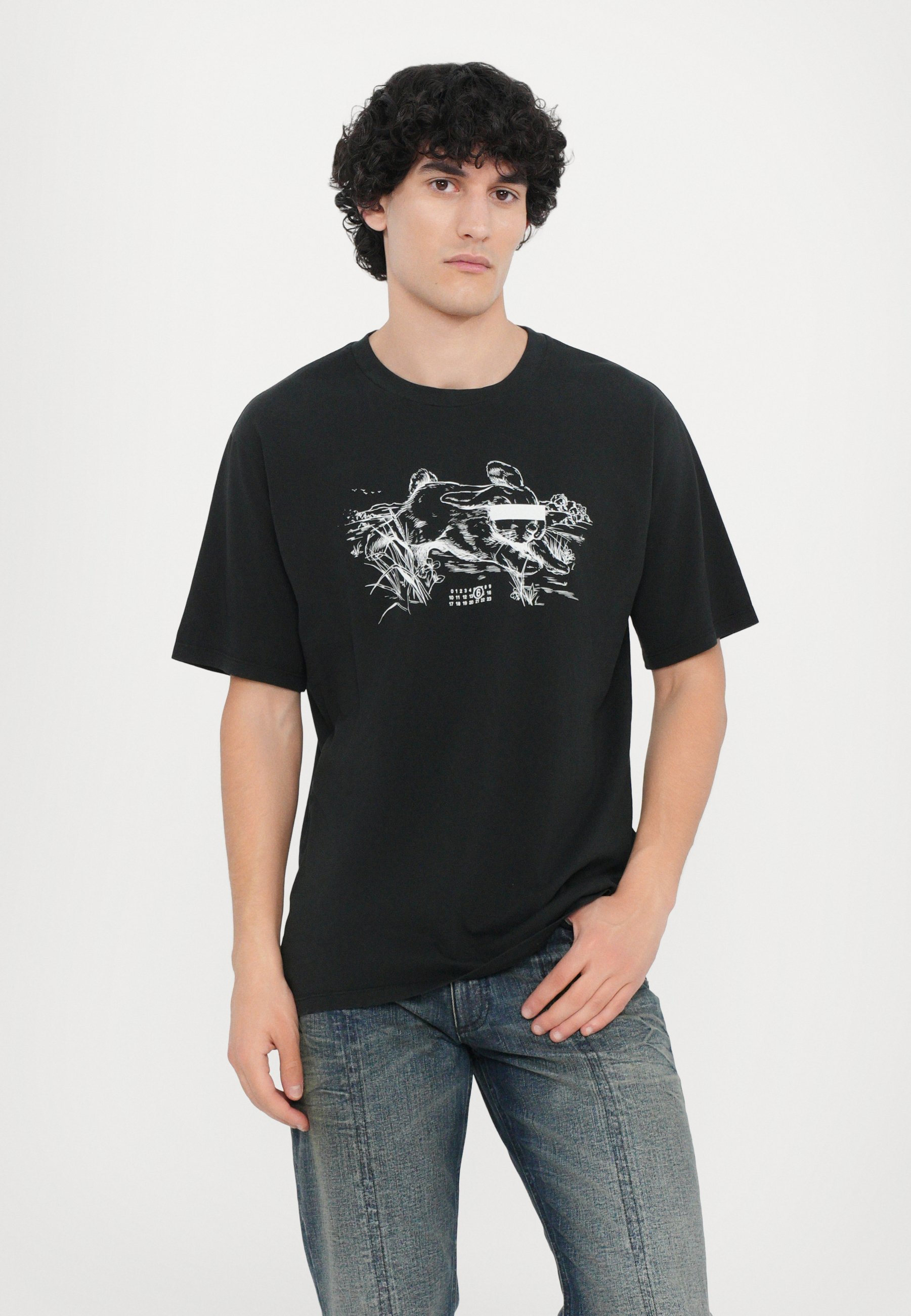 MM6 Maison Margiela Print T-shirt - washed black/black