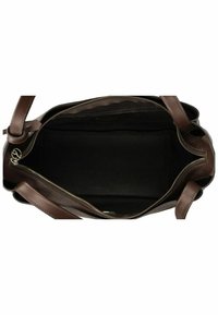 Borsa a tracolla in pelle marrone con finitura testurizzata, dotata di chiusura con zip e interno foderato in tessuto. Manici attaccati per il trasporto.